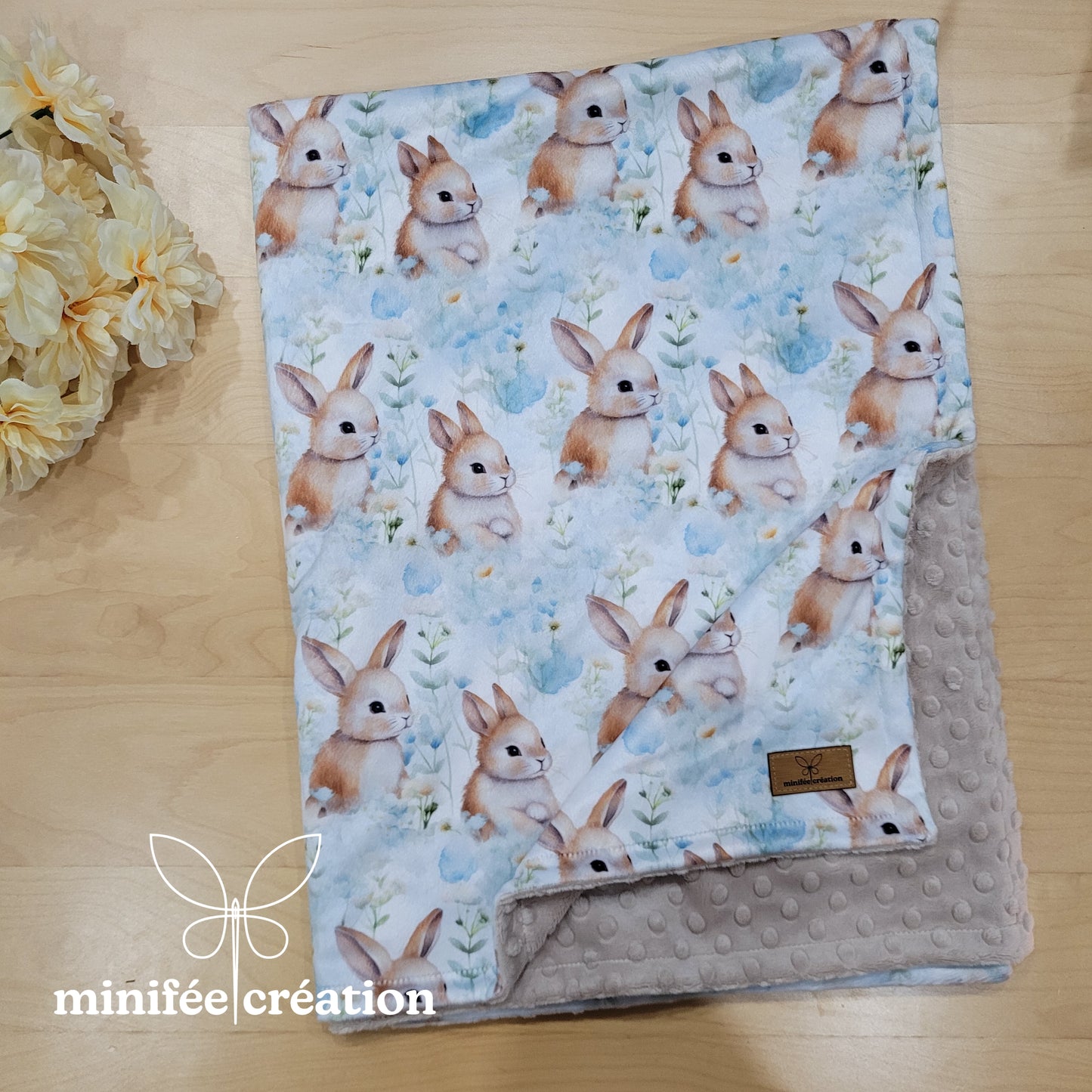 Doudou minky enfant | doux lapins