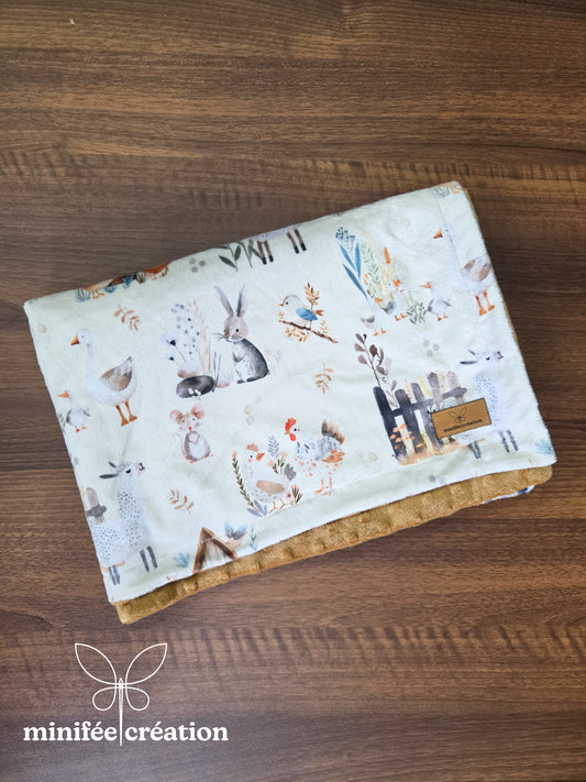 Doudou minky enfant | petits animaux de la ferme