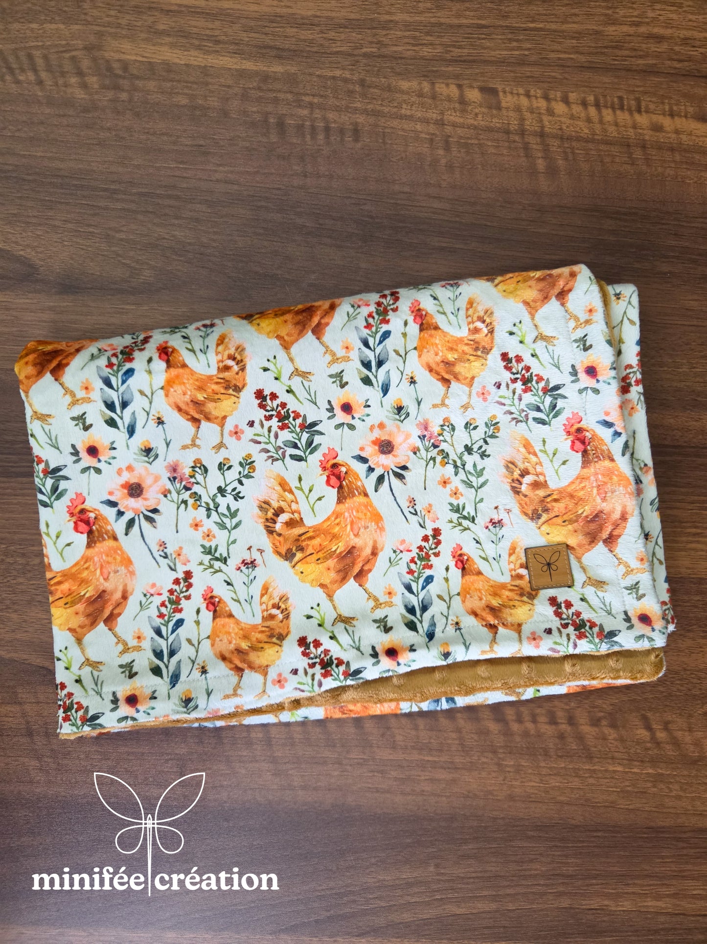 Doudou minky enfant | poules rousses