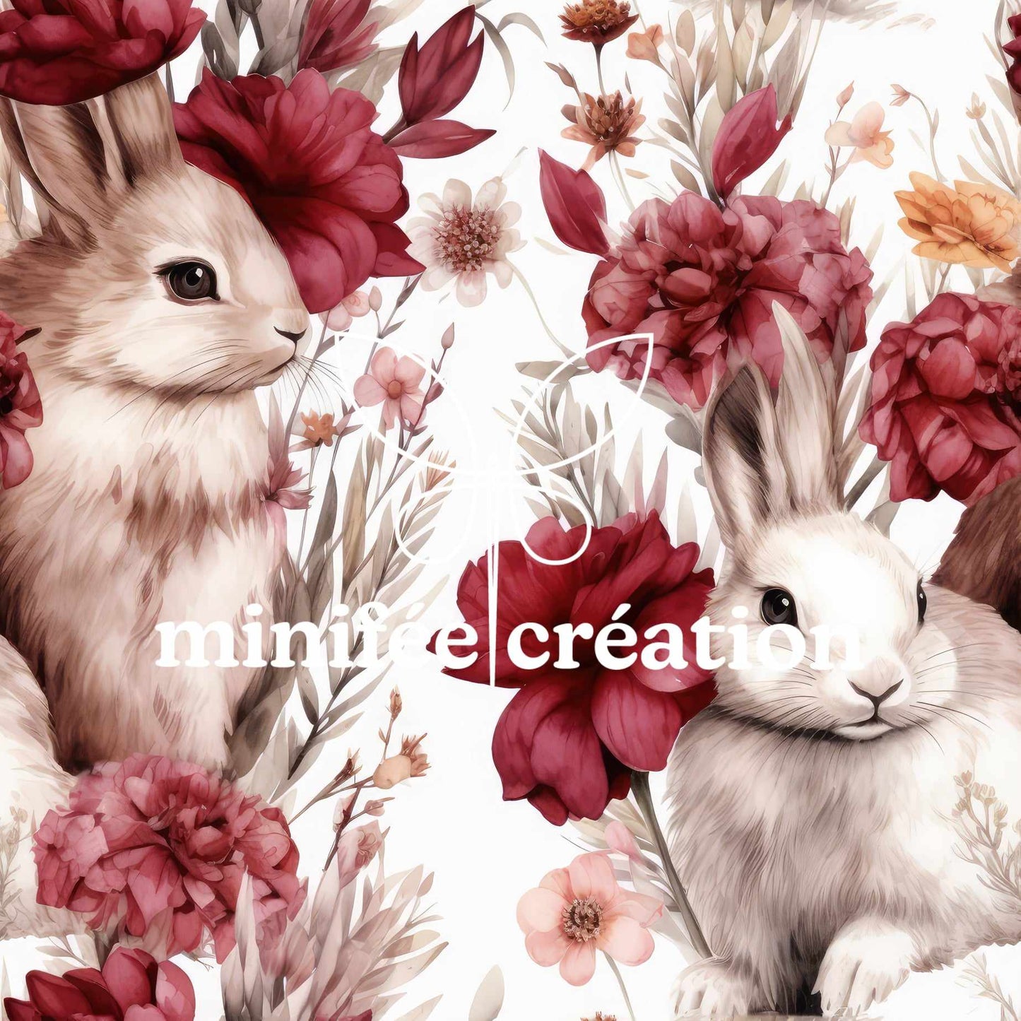 Lapins et fleurs bourgogne