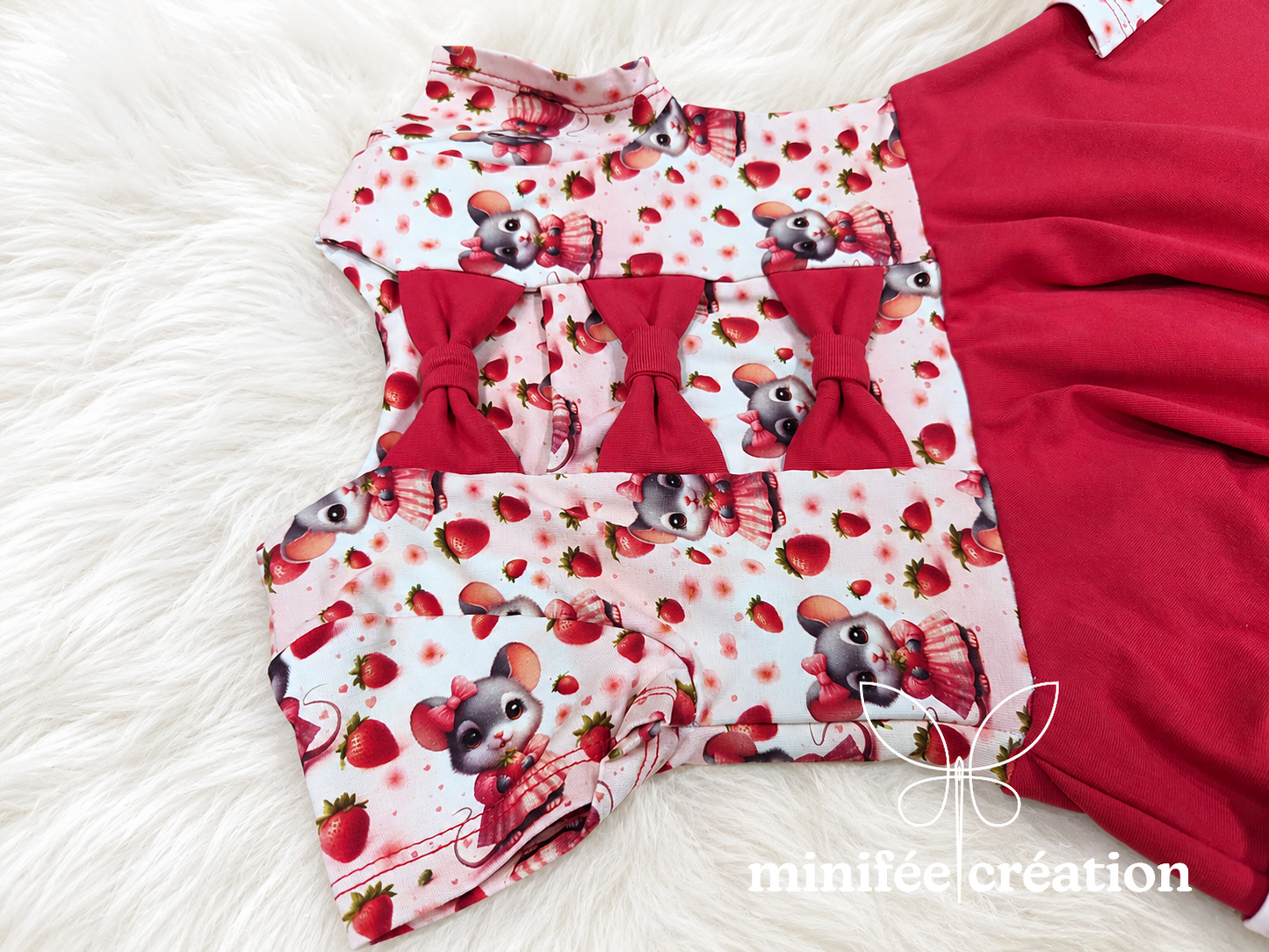 Robe à boucles | Petites souris et fraises | 2 ans