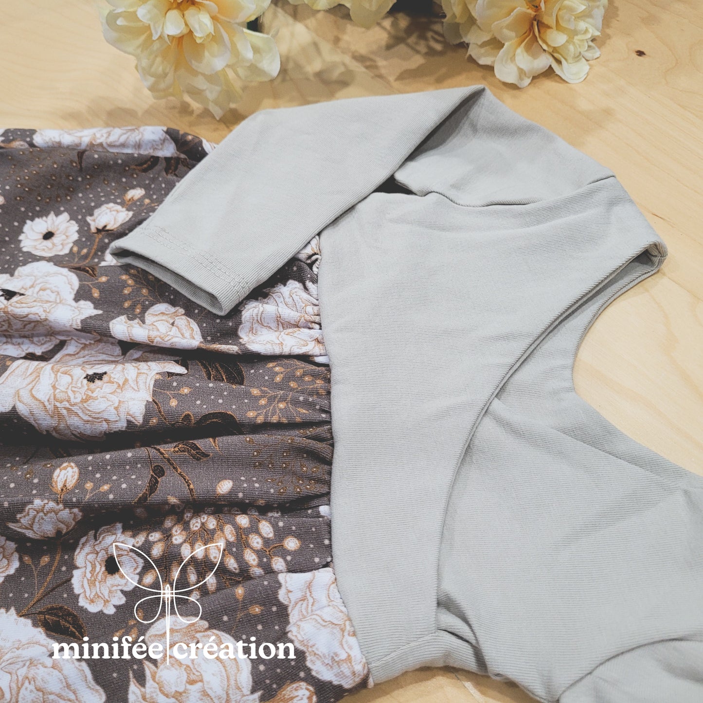Romper Alice | 6-9 mois, 12-18 mois | Fleurs argentées