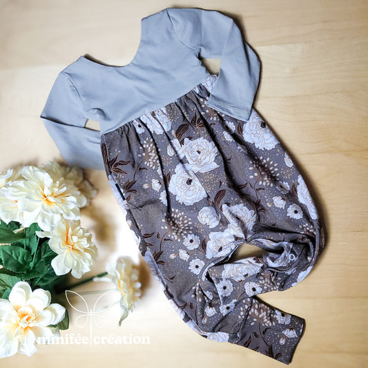 Romper Alice | 6-9 mois, 12-18 mois | Fleurs argentées