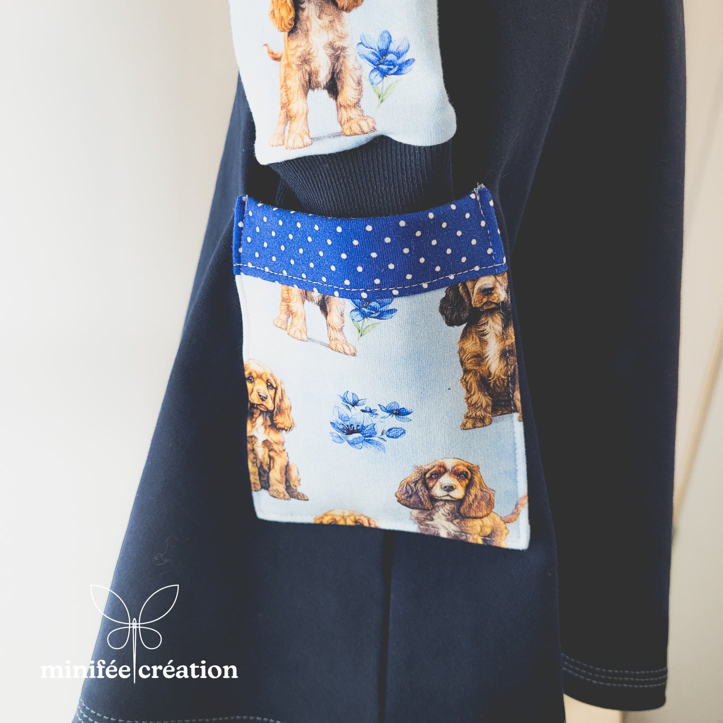 Robe évolutive à poches | 3-6 ans | Épagneuls fleuris