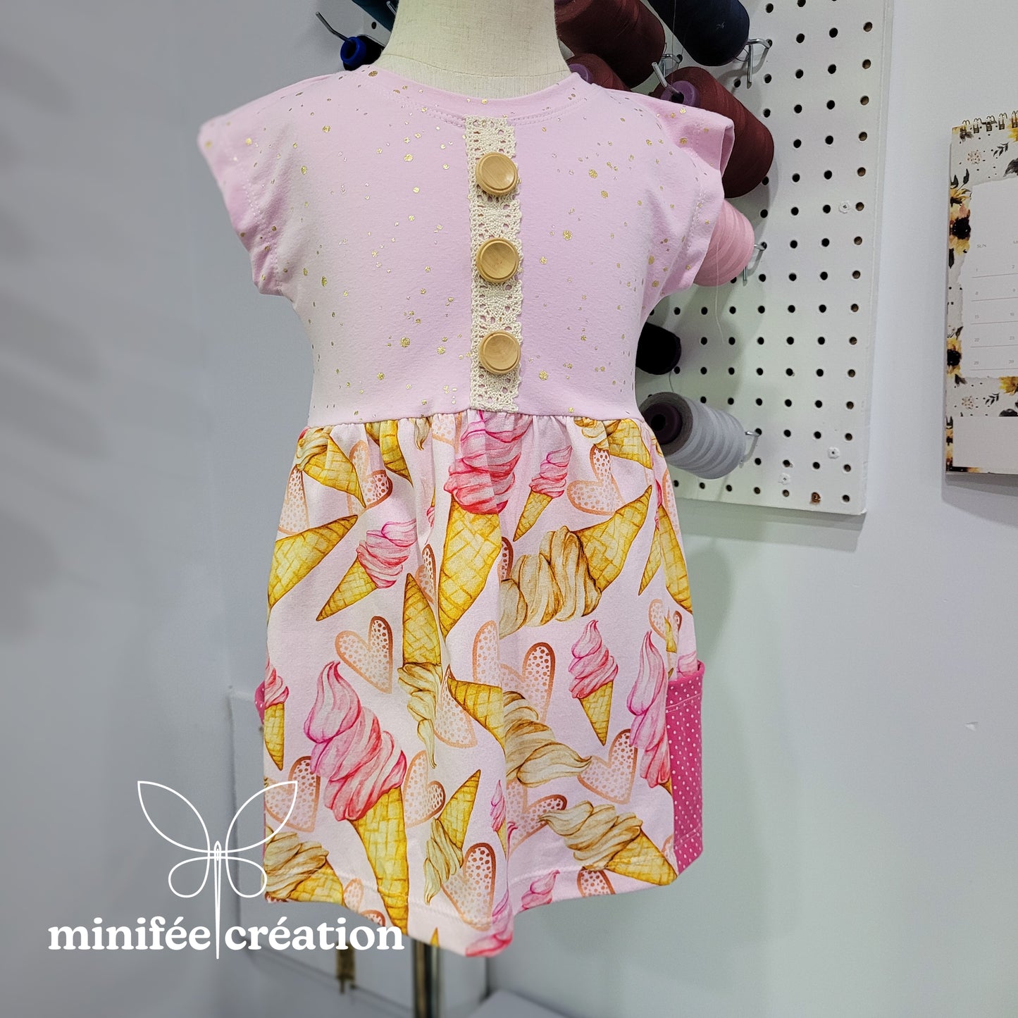 Robe évolutive crème glacée | prêt-à-partir | 3-12 mois, 1-3 ans