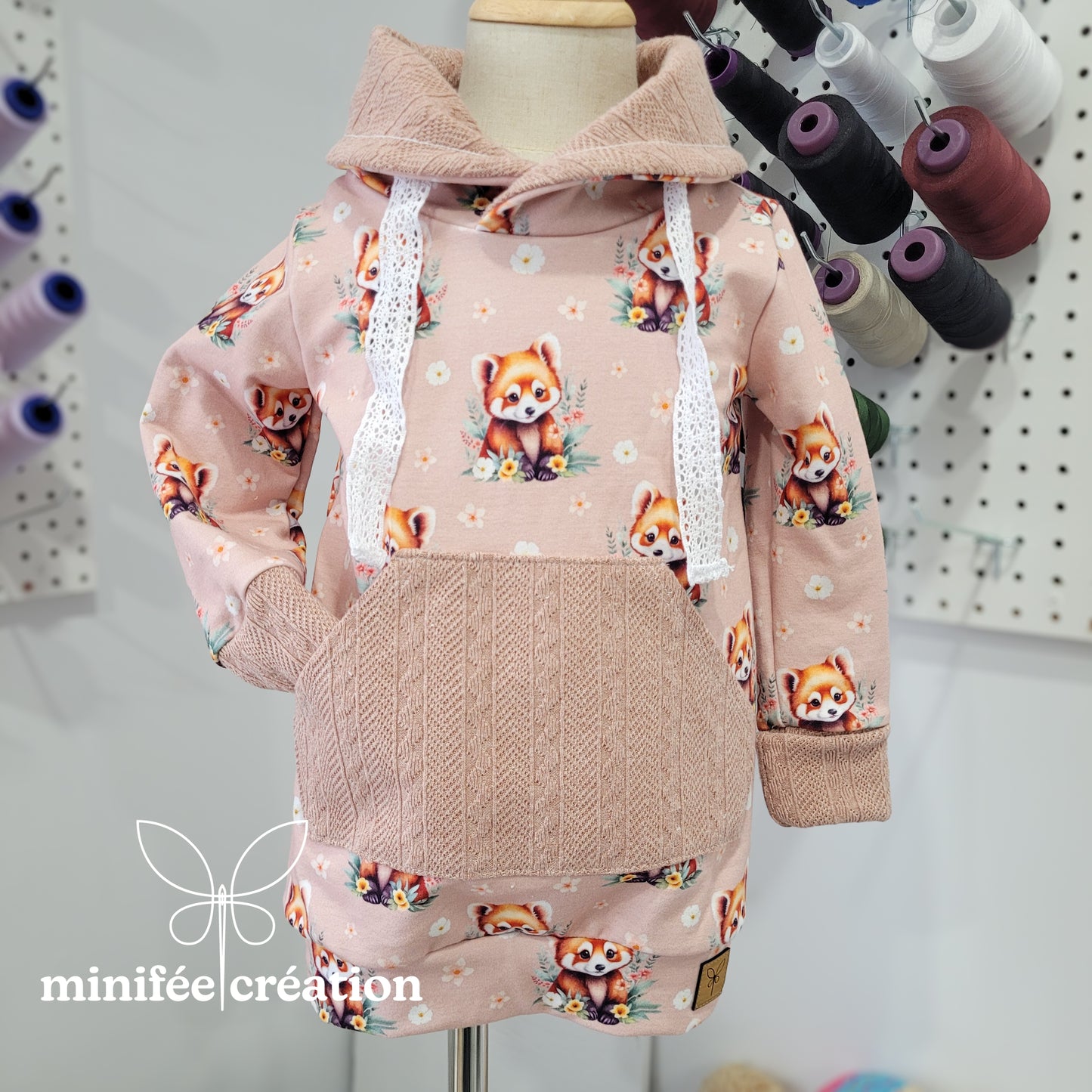Tunique évolutive à col | pandas roux | 1-3 ans, 3-6 ans